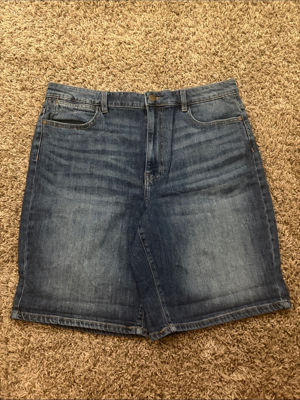 Wrangler High Waist Denim Shorts in Medium Blue